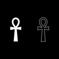 Coptic cross Ankh icon set white color illustration flat style simple image vector