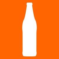 Beer bottle white icon . vector