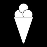 icono de color blanco de cono de helado. vector