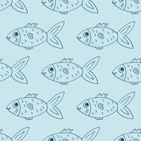 fish seamless pattern hand drawn doodle. , minimalism, scandinavian, trendy colors 2022. marine life, sea ocean wallpaper textile background wrapping paper vector