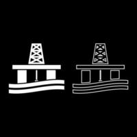 Petroleum platform icon set white color illustration flat style simple image vector