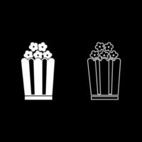 Popcorn icon set white color illustration flat style simple image vector