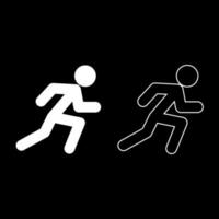 Run man icon set white color illustration flat style simple image vector