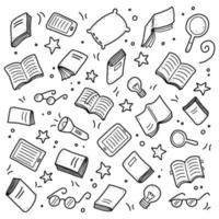 Set of hand drawn book doodle elements vector