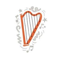 Classic harp amidst gray ornaments vector