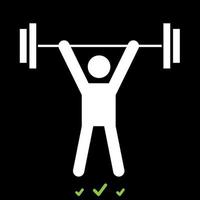 Man uping weight it is white icon . vector