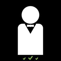 Man with bow tie it is white icon . vector