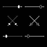 Swords for fencing icon set white color illustration flat style simple image vector