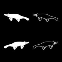 Platypus or duckbill icon set white color illustration flat style simple image vector