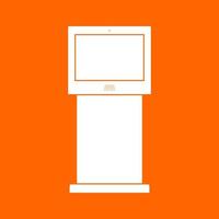 soporte de terminal con icono blanco de pantalla táctil. vector