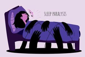 Sleep paralysis. The girl cannot move and screams due to sleep paralysis vector