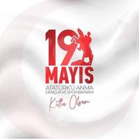 19 Mayis Ataturk'u Anma, Genclik ve Spor Bayrami. May 19 Commemoration of Ataturk, Youth and Sports Day. vector