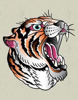 tiger traditional old school vector