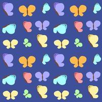 Seamless pattern with butterflies. Flat illustration of flying vector butterflies isolated on a blue background.