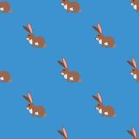 Seamless vector pattern with hares, chinchilla and guinea pig on a dark green background.