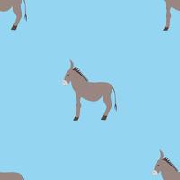 Seamless vector pattern with donkeys on a blue background.