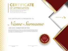 diploma certificate template red and gold color with luxury and modern style vector image