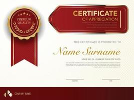 diploma certificate template red and gold color with luxury and modern style vector image