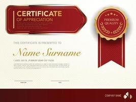 diploma certificate template red and gold color with luxury and modern style vector image