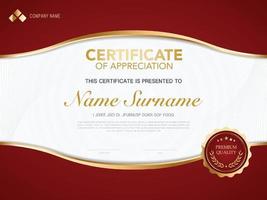 diploma certificate template red and gold color with luxury and modern style vector image