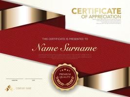 diploma certificate template red and gold color with luxury and modern style vector image