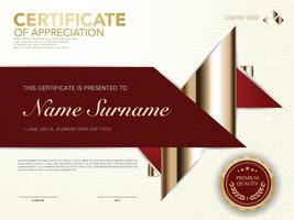 diploma certificate template red and gold color with luxury and modern style vector image