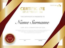 diploma certificate template red and gold color with luxury and modern style vector image