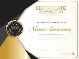 diploma certificate template black and gold color with luxury and modern style vector image, suitable for appreciation.  Vector illustration.