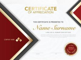 diploma certificate template red and gold color with luxury and modern style vector image