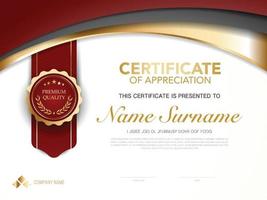 diploma certificate template red and gold color with luxury and modern style vector image