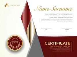 diploma certificate template red and gold color with luxury and modern style vector image