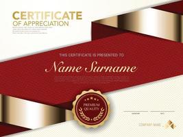 diploma certificate template red and gold color with luxury and modern style vector image