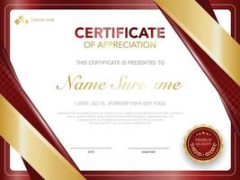 diploma certificate template red and gold color with luxury and modern style vector image