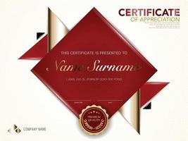 diploma certificate template red and gold color with luxury and modern style vector image