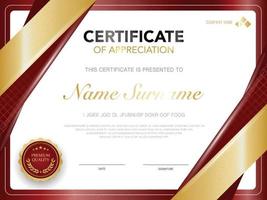 diploma certificate template red and gold color with luxury and modern style vector image