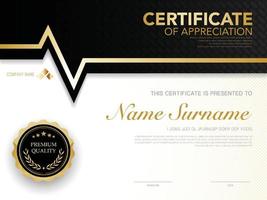 diploma certificate template black and gold color with luxury and modern style vector image, suitable for appreciation.  Vector illustration.