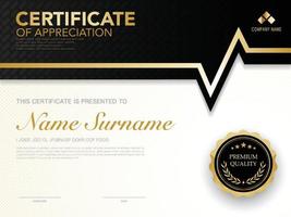 diploma certificate template black and gold color with luxury and modern style vector image, suitable for appreciation.  Vector illustration.