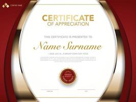 diploma certificate template red and gold color with luxury and modern style vector image