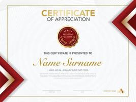 diploma certificate template red and gold color with luxury and modern style vector image