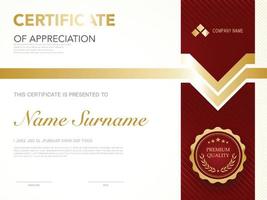 diploma certificate template red and gold color with luxury and modern style vector image