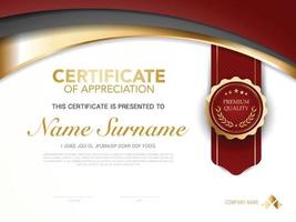 diploma certificate template red and gold color with luxury and modern style vector image