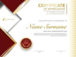 diploma certificate template red and gold color with luxury and modern style vector image