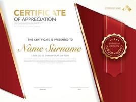 diploma certificate template red and gold color with luxury and modern style vector image