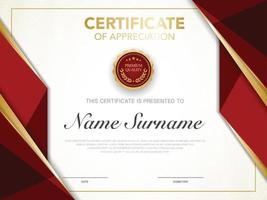 diploma certificate template red and gold color with luxury and modern style vector image, suitable for appreciation.  Vector illustration