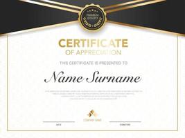 diploma certificate template red and gold color with luxury and modern style vector image, suitable for appreciation.  Vector illustration