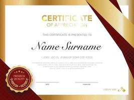 diploma certificate template red and gold color with luxury and modern style vector image