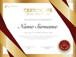 diploma certificate template red and gold color with luxury and modern style vector image