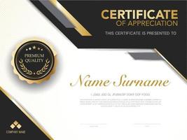 diploma certificate template black and gold color with luxury and modern style vector image, suitable for appreciation.  Vector illustration.