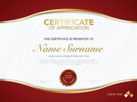 diploma certificate template red and gold color with luxury and modern style vector image