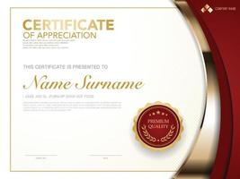 diploma certificate template red and gold color with luxury and modern style vector image